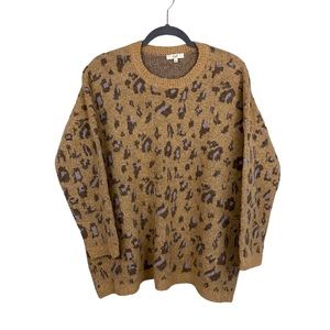 Easel Oversized Leopard Print Sweater Women Large Drop Shoulder Loose Acrylic